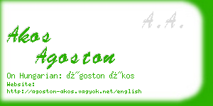 akos agoston business card